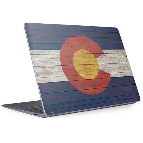 Colorado Flag Dark Wood Surface Laptop 3 13.5in Skin