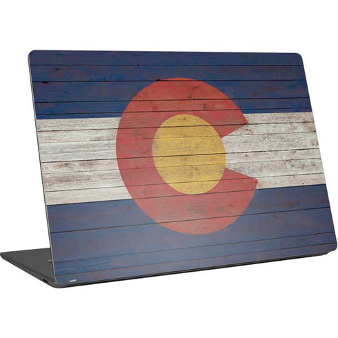 Colorado Flag Dark Wood Surface Laptop 4 15in Skin