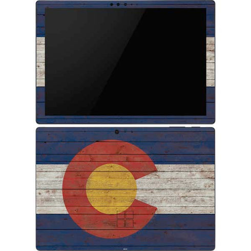 Colorado Flag Dark Wood Surface Pro 6 Skin