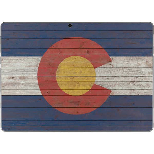 Colorado Flag Dark Wood Surface Pro 8 Skin