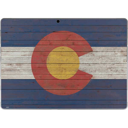 Colorado Flag Dark Wood Surface Pro 9 Skin