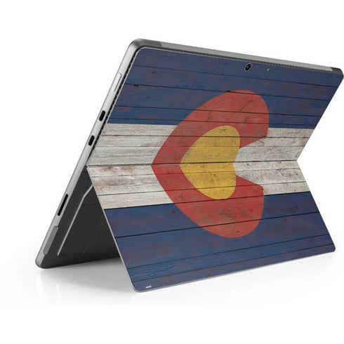 Colorado Flag Dark Wood Surface Pro 9 Skin