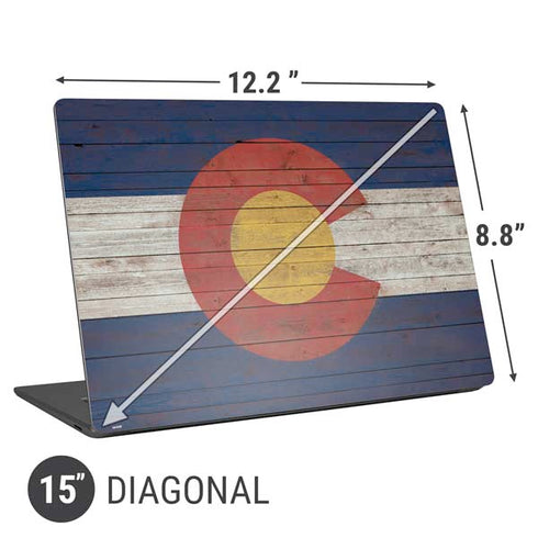 Colorado Flag Dark Wood Universal Laptop 15in (12.2 x 8.8in) Skin