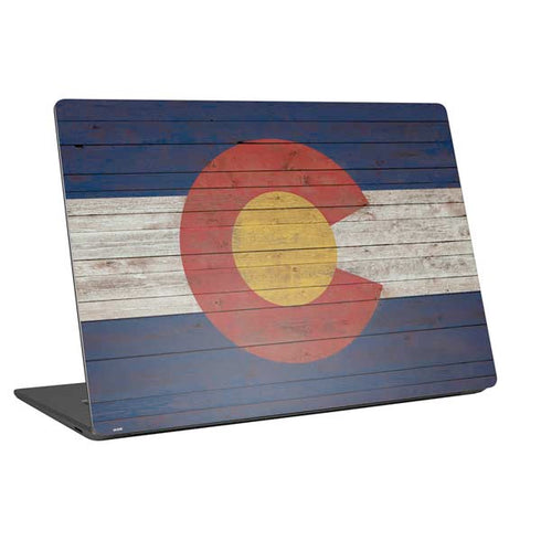 Colorado Flag Dark Wood Universal Laptop 18in (14.6 x 10.6in) Skin