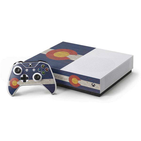 Colorado Flag Dark Wood Xbox One S All-Digital Edition Bundle Skin