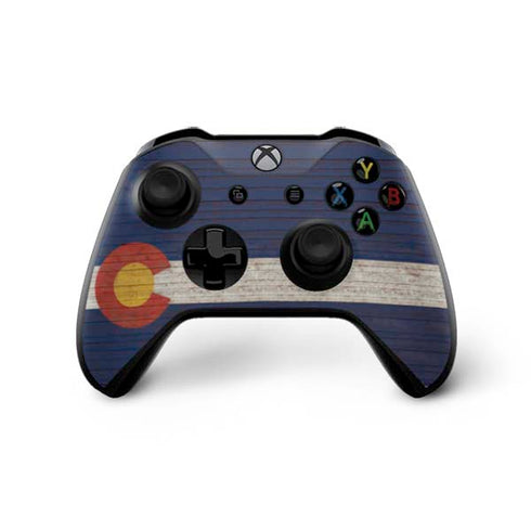 Colorado Flag Dark Wood Xbox One X Controller Skin
