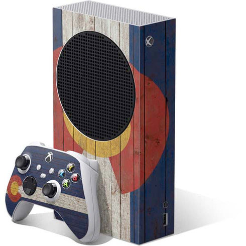 Colorado Flag Dark Wood Xbox Series S Skins