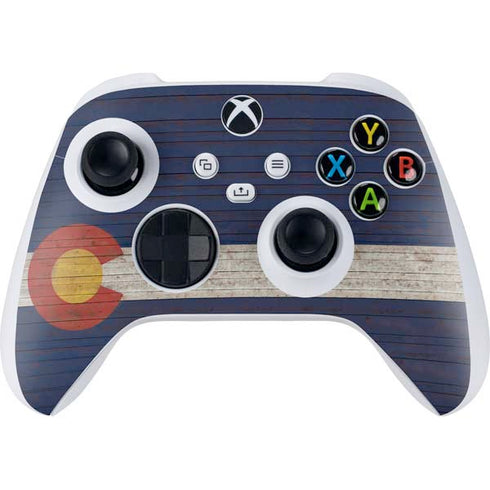 Colorado Flag Dark Wood Xbox Series S Controller Skin