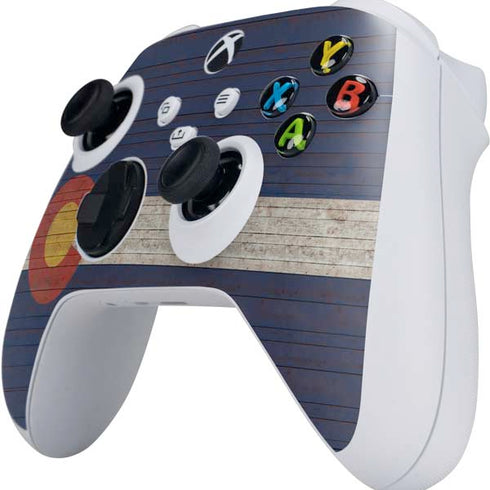 Colorado Flag Dark Wood Xbox Series S Controller Skin