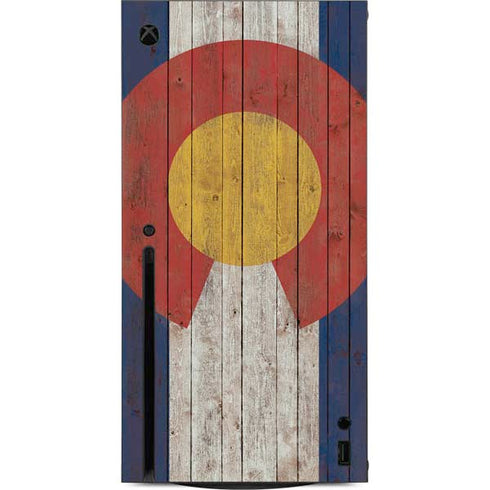 Colorado Flag Dark Wood Xbox Series X Console Skin
