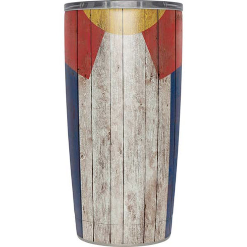 Colorado Flag Dark Wood Yeti 20oz Tumbler Skin