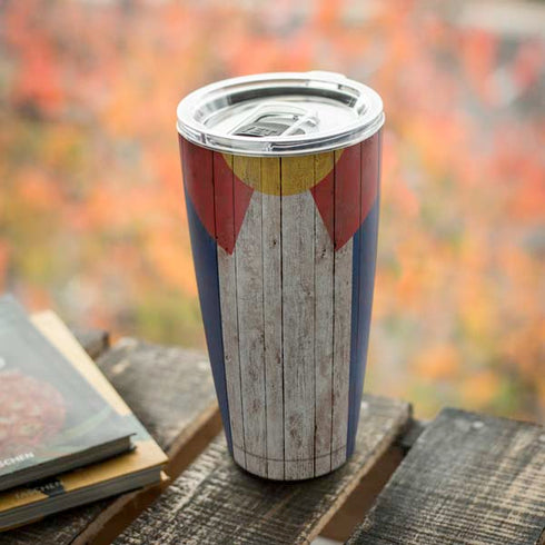 Colorado Flag Dark Wood Yeti 20oz Tumbler Skin