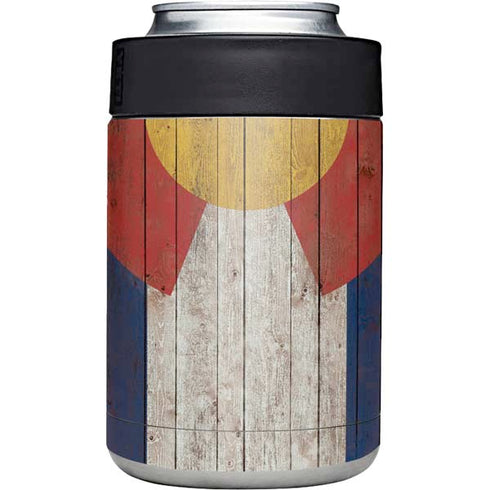 Colorado Flag Dark Wood Yeti Colster Can Insulator Skin