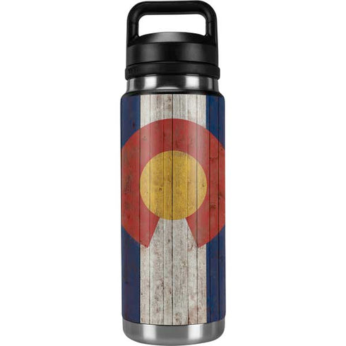 Colorado Flag Dark Wood YETI Rambler 26oz Bottle Skin
