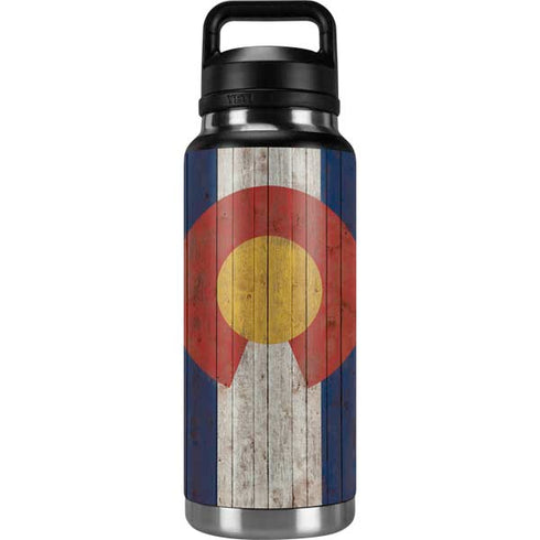 Colorado Flag Dark Wood YETI Rambler 36oz Bottle Skin