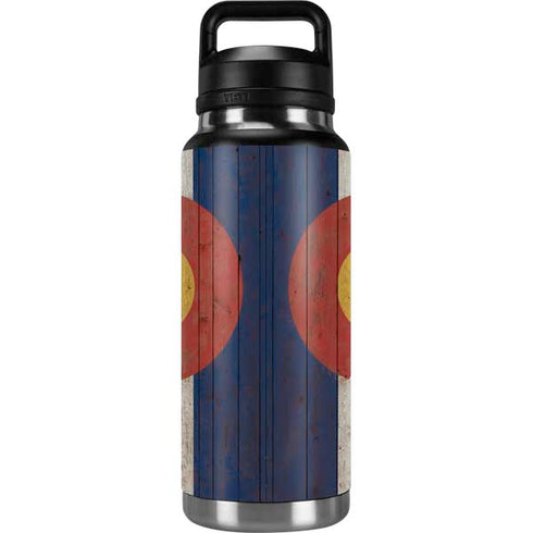 Colorado Flag Dark Wood YETI Rambler 36oz Bottle Skin