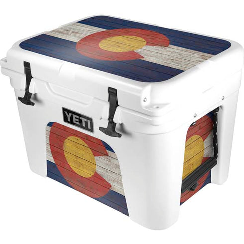 Colorado Flag Dark Wood YETI Tundra 35 Hard Cooler Skin
