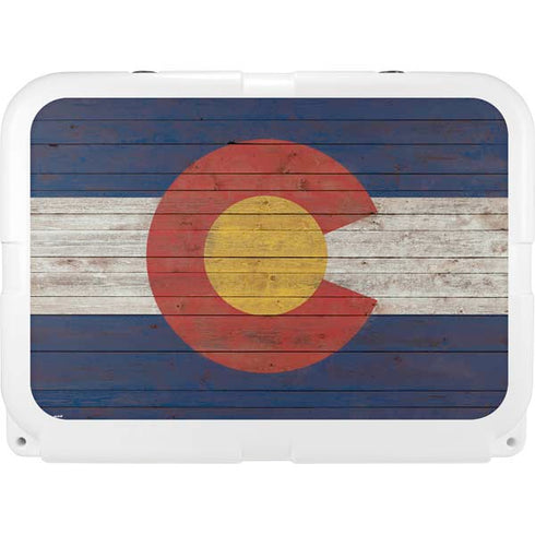 Colorado Flag Dark Wood YETI Tundra 35 Hard Cooler Skin