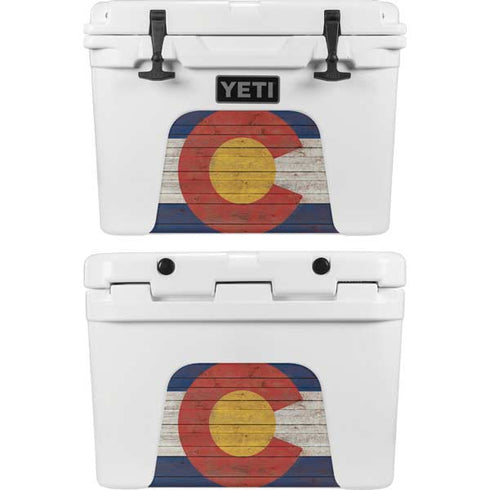 Colorado Flag Dark Wood YETI Tundra 35 Hard Cooler Skin