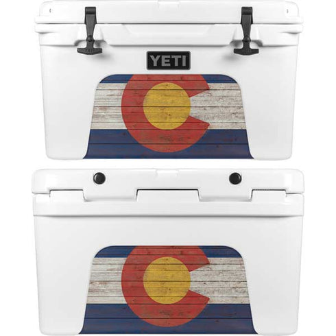 Colorado Flag Dark Wood YETI Tundra 45 Hard Cooler Skin