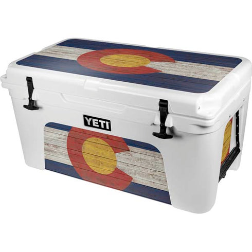 Colorado Flag Dark Wood YETI Tundra 65 Hard Cooler Skin