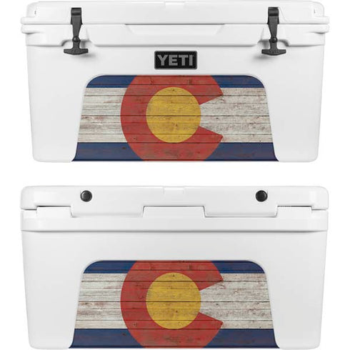 Colorado Flag Dark Wood YETI Tundra 65 Hard Cooler Skin