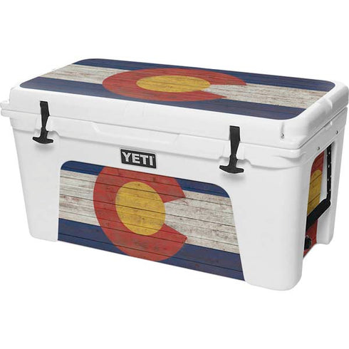 Colorado Flag Dark Wood YETI Tundra 75 Hard Cooler Skin