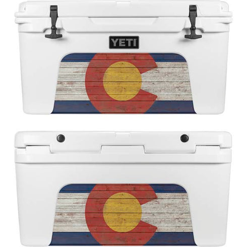 Colorado Flag Dark Wood YETI Tundra 75 Hard Cooler Skin
