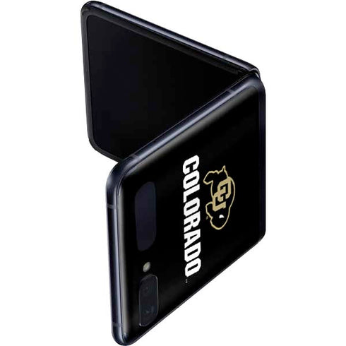 University of Colorado CU Logo on Black Galaxy Z Flip Skin