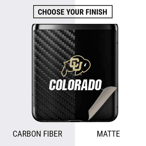 University of Colorado CU Logo on Black Galaxy Z Flip Skin