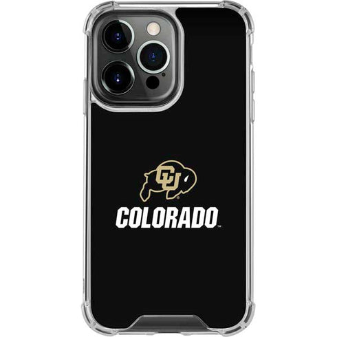 University of Colorado CU Logo on Black iPhone 15 Pro Clear Case