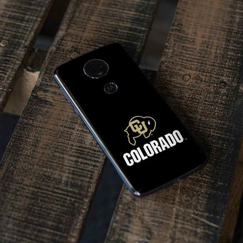 University of Colorado CU Logo on Black Moto E5 Plus Skin