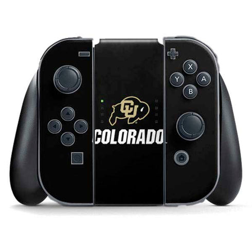 University of Colorado CU Logo on Black Nintendo Switch (2017-2021) Joy-Con Controller Skin