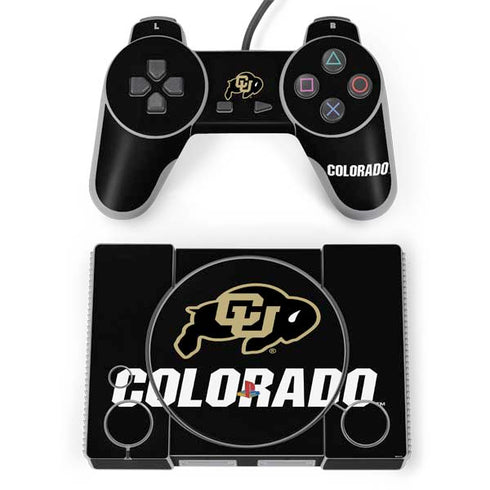 University of Colorado CU Logo on Black PlayStation Classic Bundle Skin