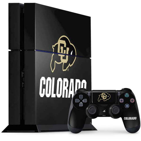 University of Colorado CU Logo on Black PS4 Console and Controller Bundle Skin