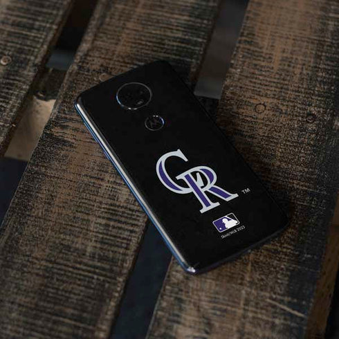 MLB Colorado Rockies - Solid Distressed Moto E5 Plus Skin