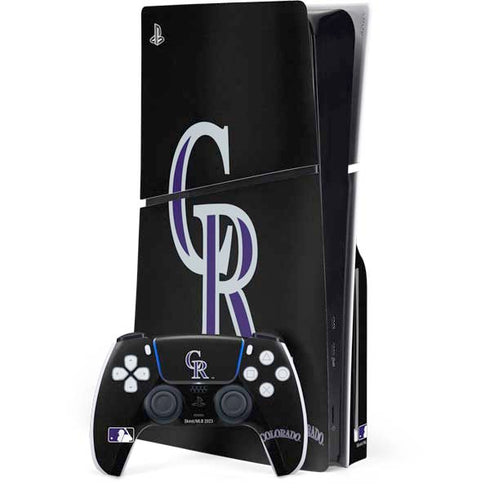 MLB Colorado Rockies - Solid Distressed PS5 Slim Disk Bundle Skin