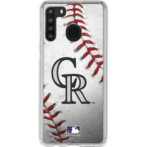 MLB Colorado Rockies Game Ball Galaxy A21 Clear Case
