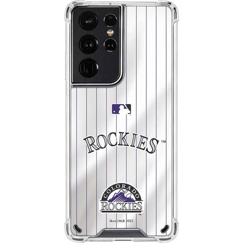 MLB Colorado Rockies Home Jersey Galaxy S21 Ultra 5G Clear Case