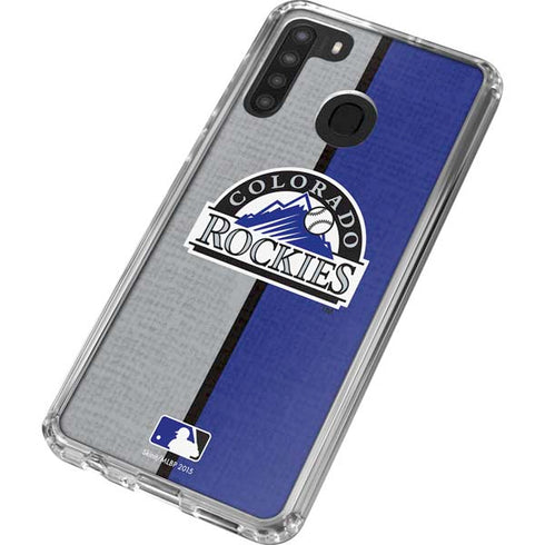 MLB Colorado Rockies Split Galaxy A21 Clear Case