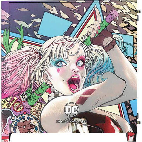 DC Comics Harley Quinn Action Pose Corsair 4000D Tempered Glass Mid-Tower ATX Case Skin