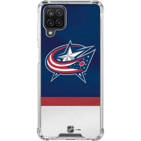 NHL Columbus Blue Jackets Alternate Jersey Galaxy A12 Clear Case