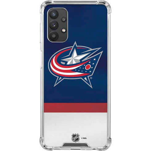 NHL Columbus Blue Jackets Alternate Jersey Galaxy A32 5G Clear Case
