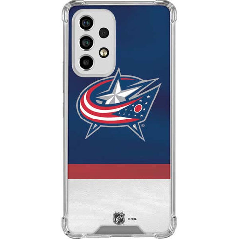 NHL Columbus Blue Jackets Alternate Jersey Galaxy A53 5G Clear Case