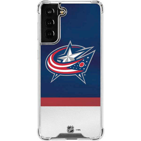 NHL Columbus Blue Jackets Alternate Jersey Galaxy S21 FE Clear Case
