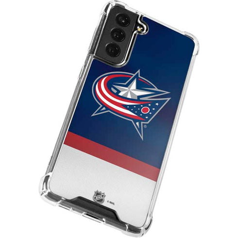 NHL Columbus Blue Jackets Alternate Jersey Galaxy S21 FE Clear Case