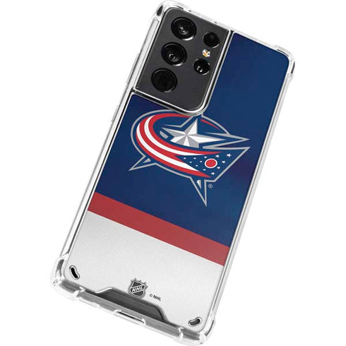 NHL Columbus Blue Jackets Alternate Jersey Galaxy S21 Ultra 5G Clear Case