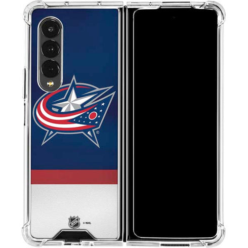 NHL Columbus Blue Jackets Alternate Jersey Galaxy Z Fold4 5G Clear Case