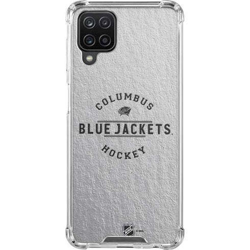 NHL Columbus Blue Jackets Black Text Galaxy A12 Clear Case