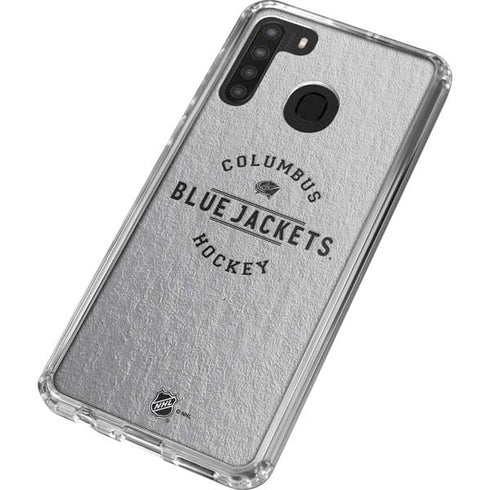 NHL Columbus Blue Jackets Black Text Galaxy A21 Clear Case